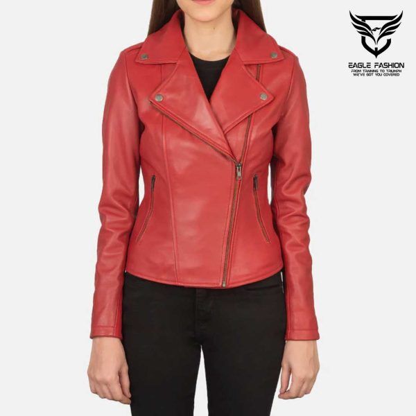 Flashback Red Leather Biker Jacket